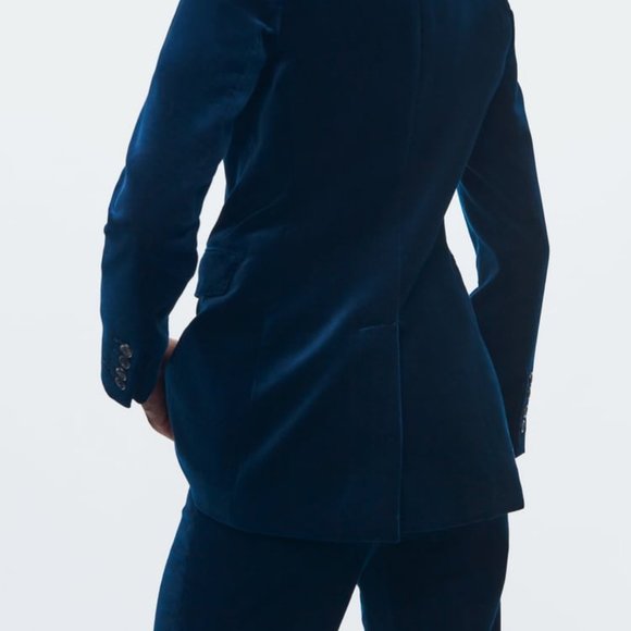 ZARA DOUBLE-BREASTED VELVET JACKET ZW COLLECTION AND STRAIGHT LEG PANTS - Picture 3 of 4